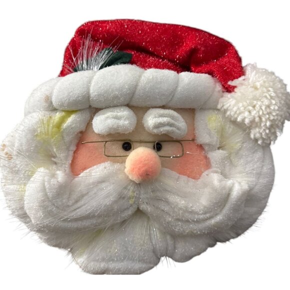 Santa Claus Face Fibr Optic Changing Colors Decoration Tested Works VIDEO Avail - Picture 2 of 7